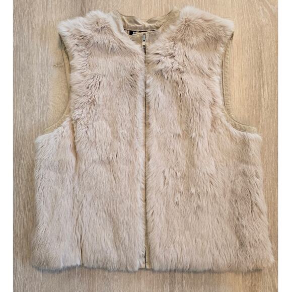 Revue Fur Vest Beige Tan Zip Front Women’s Size XL Genuine Fur - Picture 5 of 5